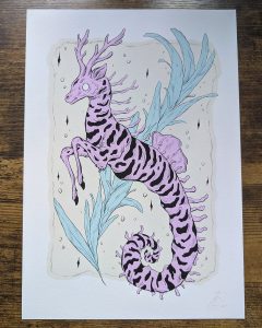 seadeer art print on table for shop fineart hahnemuehle paper size