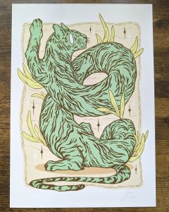 questing tiger art print on table for shop fineart hahnemuehle paper size